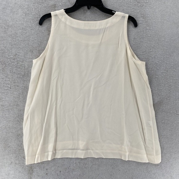 ESKANDAR Tank Top Women's Size 1 (10-12) 100% Silk A-Line Shell Ivory Sleeveless - Picture 2 of 11